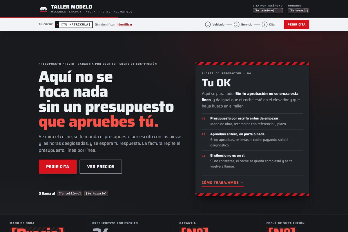 Portada del modelo de web para automoción
