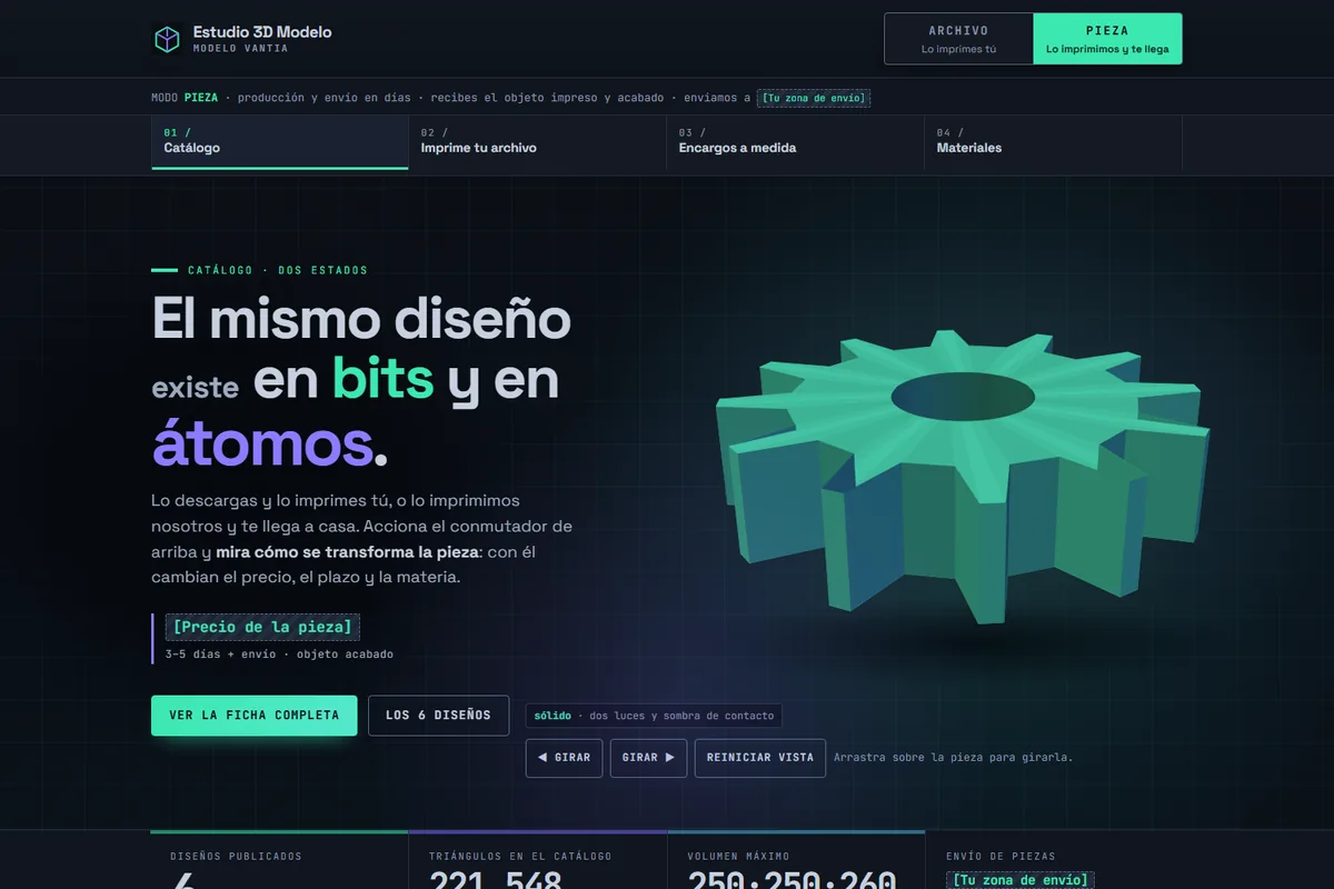 Portada del modelo de web para diseño e impresión 3d